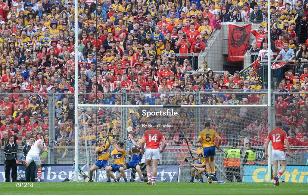 8 September 2013; Anthony Nash, Cork, scores his side's second goal. GAA Hurling All-Ireland Senior Championship Final, Cork v Clare, Croke Park, Dublin. Picture credit: Brian Lawless / SPORTSFILE