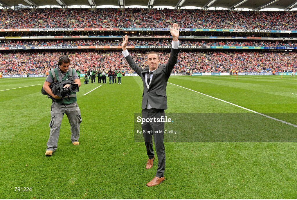 8 September 2013; Men's 50km walk world champion Robert Heffernan is introducted to the crowd. GAA Hurling All-Ireland Senior Championship Final, Cork v Clare, Croke Park, Dublin. Picture credit: Stephen McCarthy / SPORTSFILE