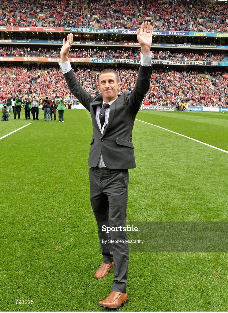 8 September 2013; Men's 50km walk world champion Robert Heffernan is introducted to the crowd. GAA Hurling All-Ireland Senior Championship Final, Cork v Clare, Croke Park, Dublin. Picture credit: Stephen McCarthy / SPORTSFILE