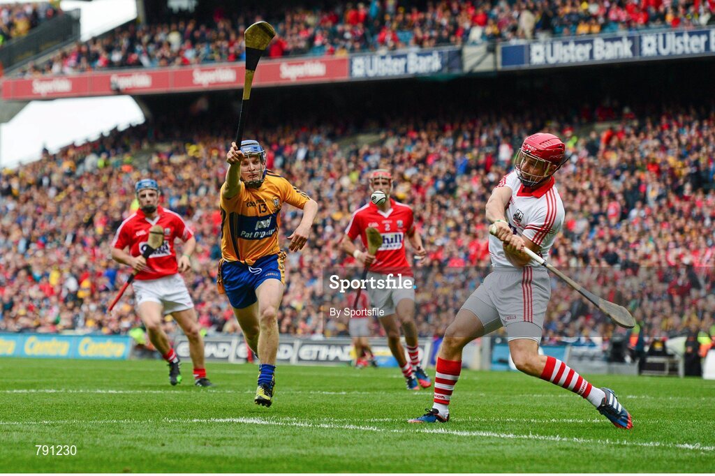 8 September 2013; Anthony Nash, Cork, in action against Pádraic Collins, Clare. GAA Hurling All-Ireland Senior Championship Final, Cork v Clare, Croke Park, Dublin. Photo by Sportsfile