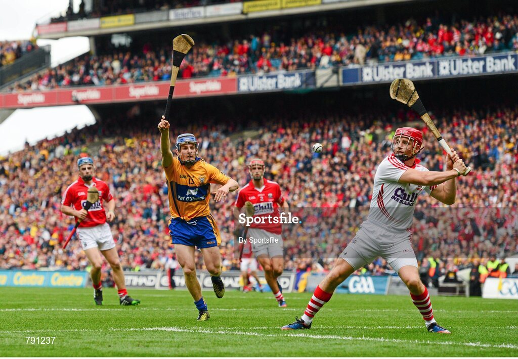 8 September 2013; Anthony Nash, Cork, in action against Pádraic Collins, Clare. GAA Hurling All-Ireland Senior Championship Final, Cork v Clare, Croke Park, Dublin. Photo by Sportsfile