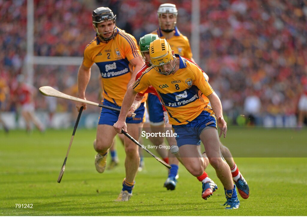 8 September 2013; Colm Galvin, Clare, in action against Daniel Kearney, Cork,. GAA Hurling All-Ireland Senior Championship Final, Cork v Clare, Croke Park, Dublin. Picture credit: Barry Cregg / SPORTSFILE