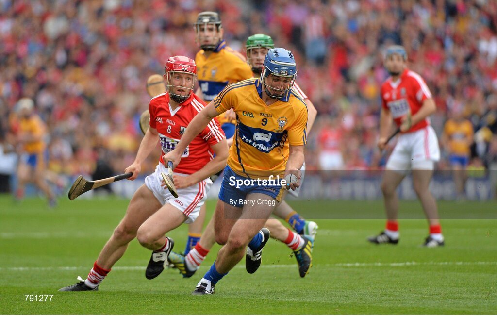 8 September 2013; Conor Ryan, Clare, in action against Lorcán McLoughlin, Cork. GAA Hurling All-Ireland Senior Championship Final, Cork v Clare, Croke Park, Dublin. Picture credit: Barry Cregg / SPORTSFILE