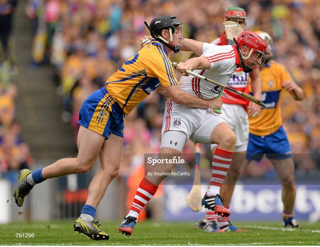 8 September 2013; Anthony Nash, Cork, in action against Colin Ryan, Clare. GAA Hurling All-Ireland Senior Championship Final, Cork v Clare, Croke Park, Dublin. Picture credit: Stephen McCarthy / SPORTSFILE