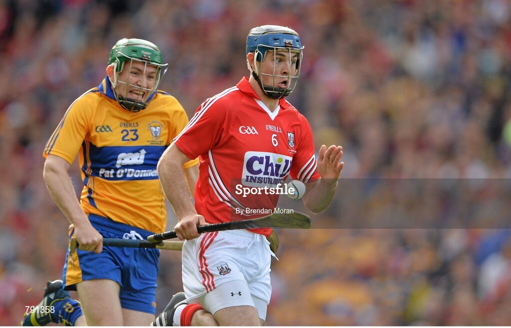 8 September 2013; Christopher Joyce, Cork, in action against Cathal McInerney, Clare. GAA Hurling All-Ireland Senior Championship Final, Cork v Clare, Croke Park, Dublin. Picture credit: Brendan Moran / SPORTSFILE
