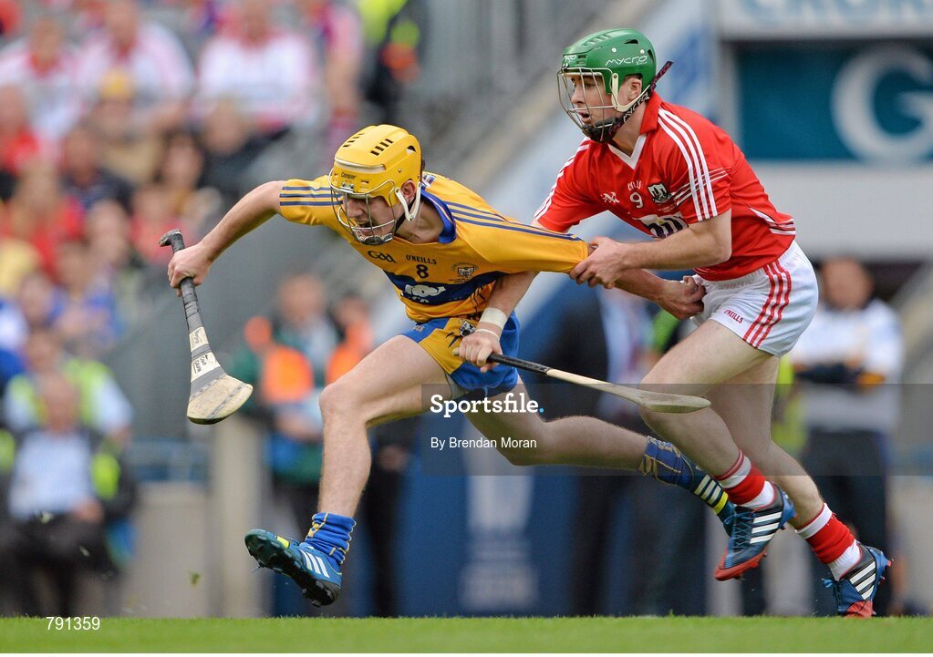 8 September 2013; Colm Galvin, Clare, in action against Daniel Kearney, Cork. GAA Hurling All-Ireland Senior Championship Final, Cork v Clare, Croke Park, Dublin. Picture credit: Brendan Moran / SPORTSFILE