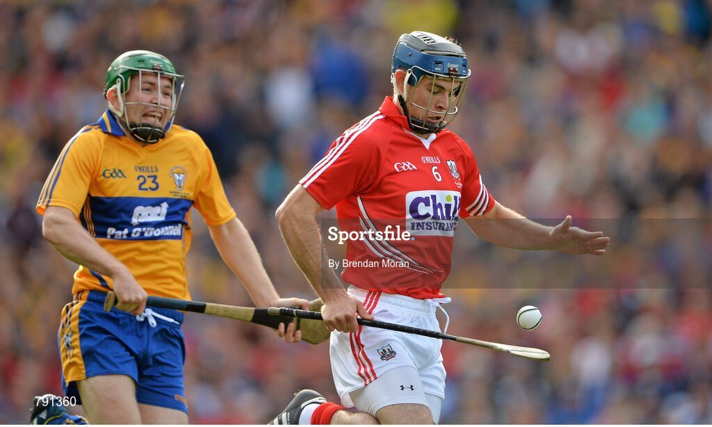 8 September 2013; Christopher Joyce, Cork, in action against Cathal McInerney, Clare. GAA Hurling All-Ireland Senior Championship Final, Cork v Clare, Croke Park, Dublin. Picture credit: Brendan Moran / SPORTSFILE