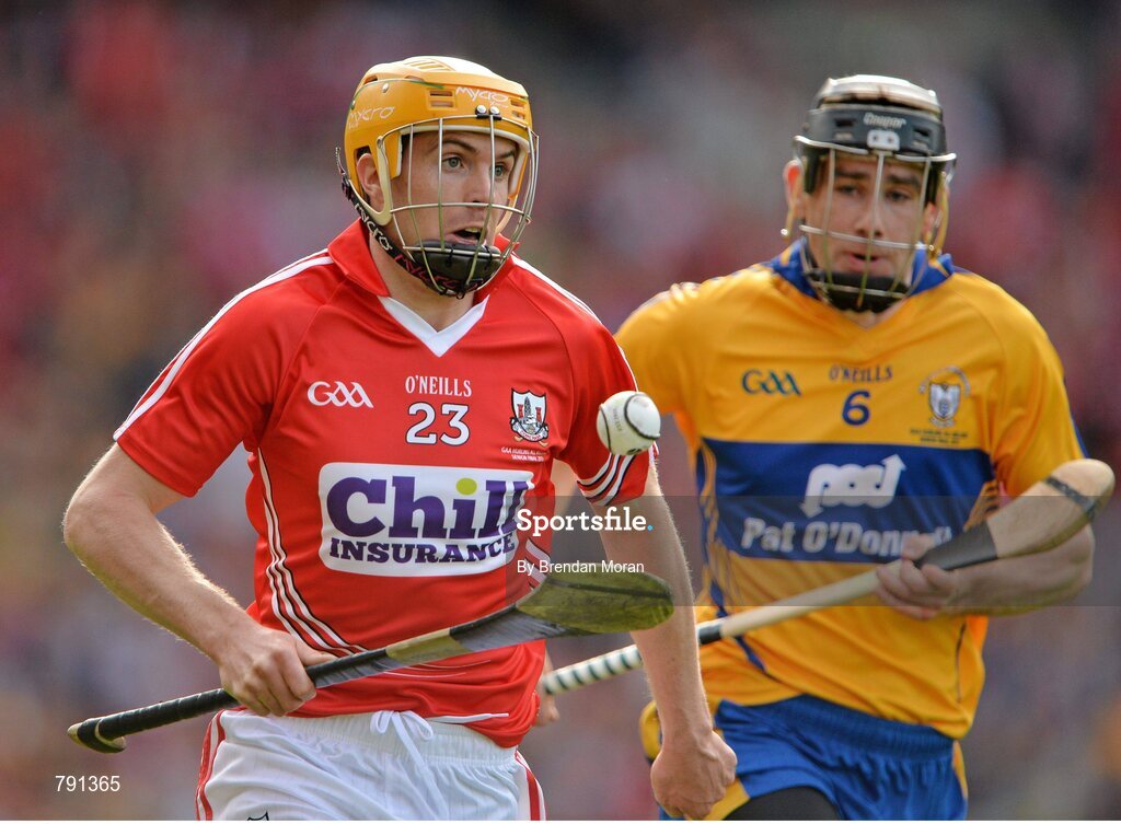 8 September 2013; Cathal Naughton, Cork, in action against Patrick Donnellan, Clare. GAA Hurling All-Ireland Senior Championship Final, Cork v Clare, Croke Park, Dublin. Picture credit: Brendan Moran / SPORTSFILE