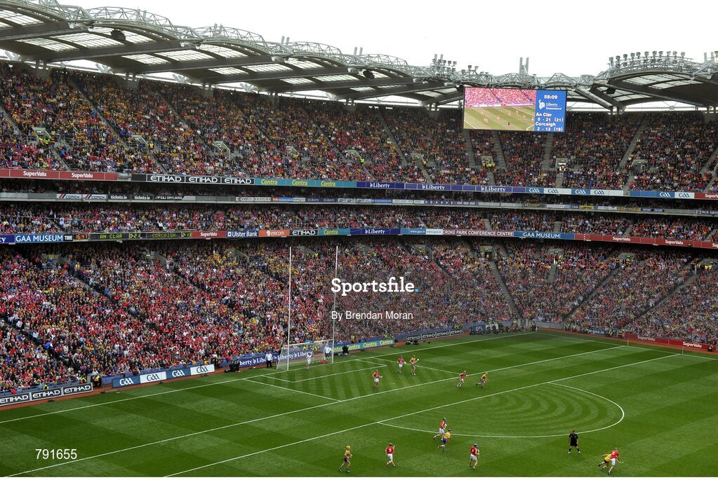 8 September 2013; A general view of Croke Park during the game. GAA Hurling All-Ireland Senior Championship Final, Cork v Clare, Croke Park, Dublin. Picture credit: Brendan Moran / SPORTSFILE