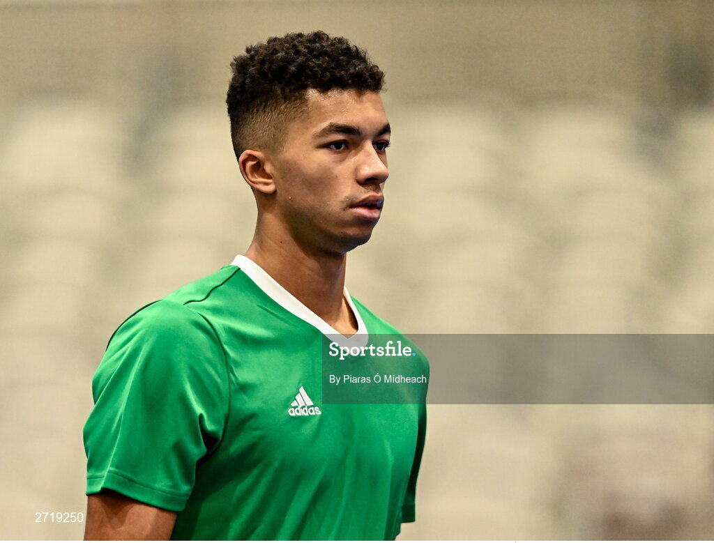 31 January 2024; Michael Agwi during an Ireland Tennis squad training session at the UL Sport Arena in Limerick, ahead of Ireland's Davis Cup World Group One play-off first round match with Austria.  Photo by Piaras Ó Mídheach/Sportsfile
