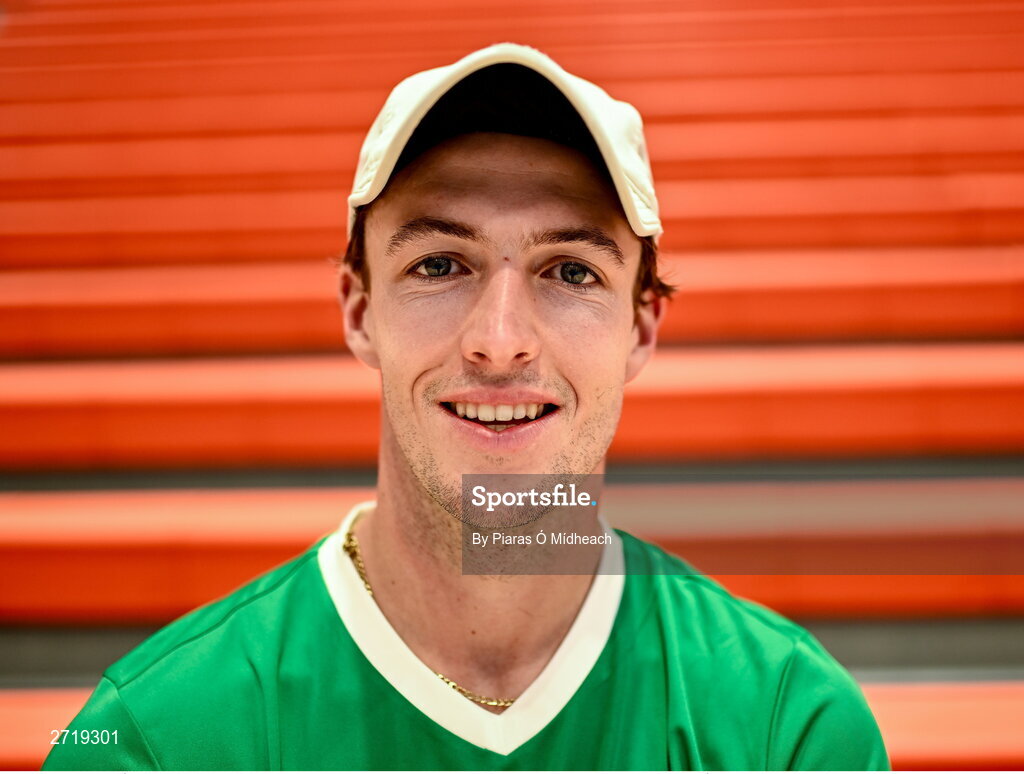 31 January 2024; Osgar Ó hOisín poses for a potrait after an Ireland Tennis squad training session at the UL Sport Arena in Limerick, ahead of Ireland's Davis Cup World Group One play-off first round match with Austria.  Photo by Piaras Ó Mídheach/Sportsfile