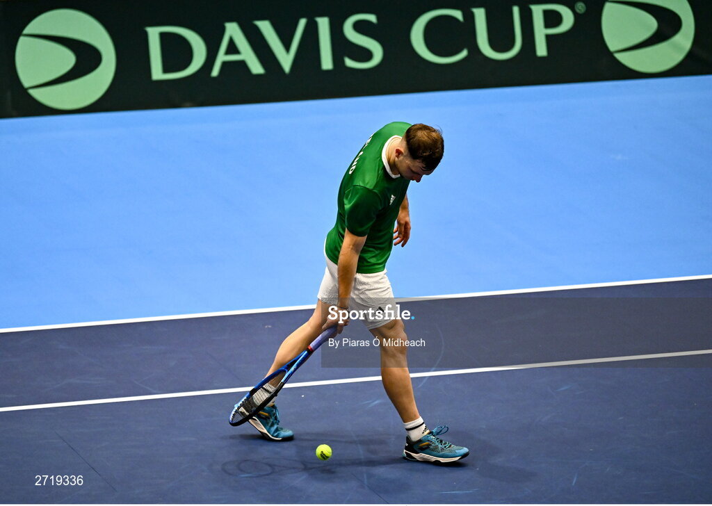 31 January 2024; Simon Carr during an Ireland Tennis squad training session at the UL Sport Arena in Limerick, ahead of Ireland's Davis Cup World Group One play-off first round match with Austria.  Photo by Piaras Ó Mídheach/Sportsfile
