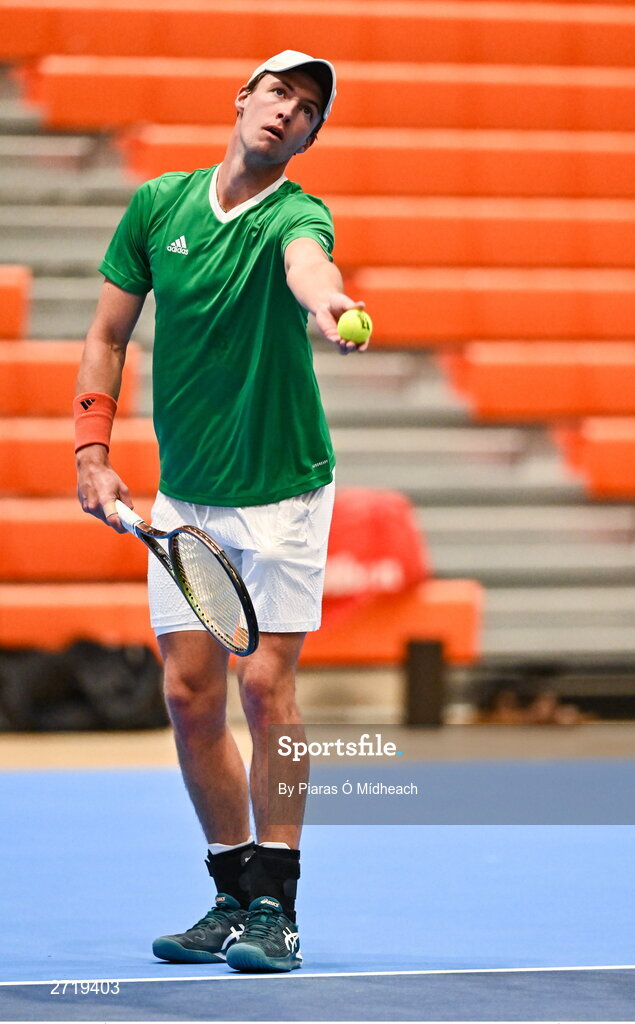 31 January 2024; Osgar Ó hOisín during an Ireland Tennis squad training session at the UL Sport Arena in Limerick, ahead of Ireland's Davis Cup World Group One play-off first round match with Austria.  Photo by Piaras Ó Mídheach/Sportsfile