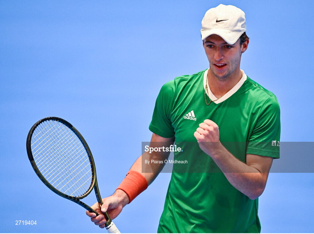31 January 2024; Osgar Ó hOisín during an Ireland Tennis squad training session at the UL Sport Arena in Limerick, ahead of Ireland's Davis Cup World Group One play-off first round match with Austria.  Photo by Piaras Ó Mídheach/Sportsfile