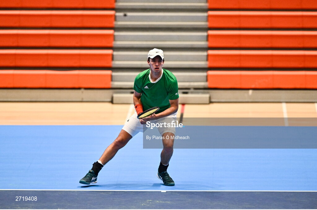 31 January 2024; Osgar Ó hOisín during an Ireland Tennis squad training session at the UL Sport Arena in Limerick, ahead of Ireland's Davis Cup World Group One play-off first round match with Austria.  Photo by Piaras Ó Mídheach/Sportsfile