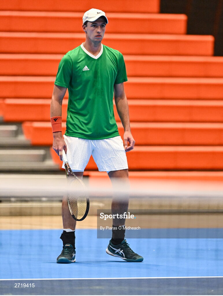 31 January 2024; Osgar Ó hOisín during an Ireland Tennis squad training session at the UL Sport Arena in Limerick, ahead of Ireland's Davis Cup World Group One play-off first round match with Austria.  Photo by Piaras Ó Mídheach/Sportsfile