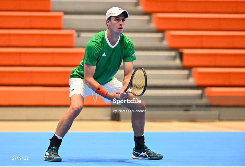 31 January 2024; Osgar Ó hOisín during an Ireland Tennis squad training session at the UL Sport Arena in Limerick, ahead of Ireland's Davis Cup World Group One play-off first round match with Austria.  Photo by Piaras Ó Mídheach/Sportsfile