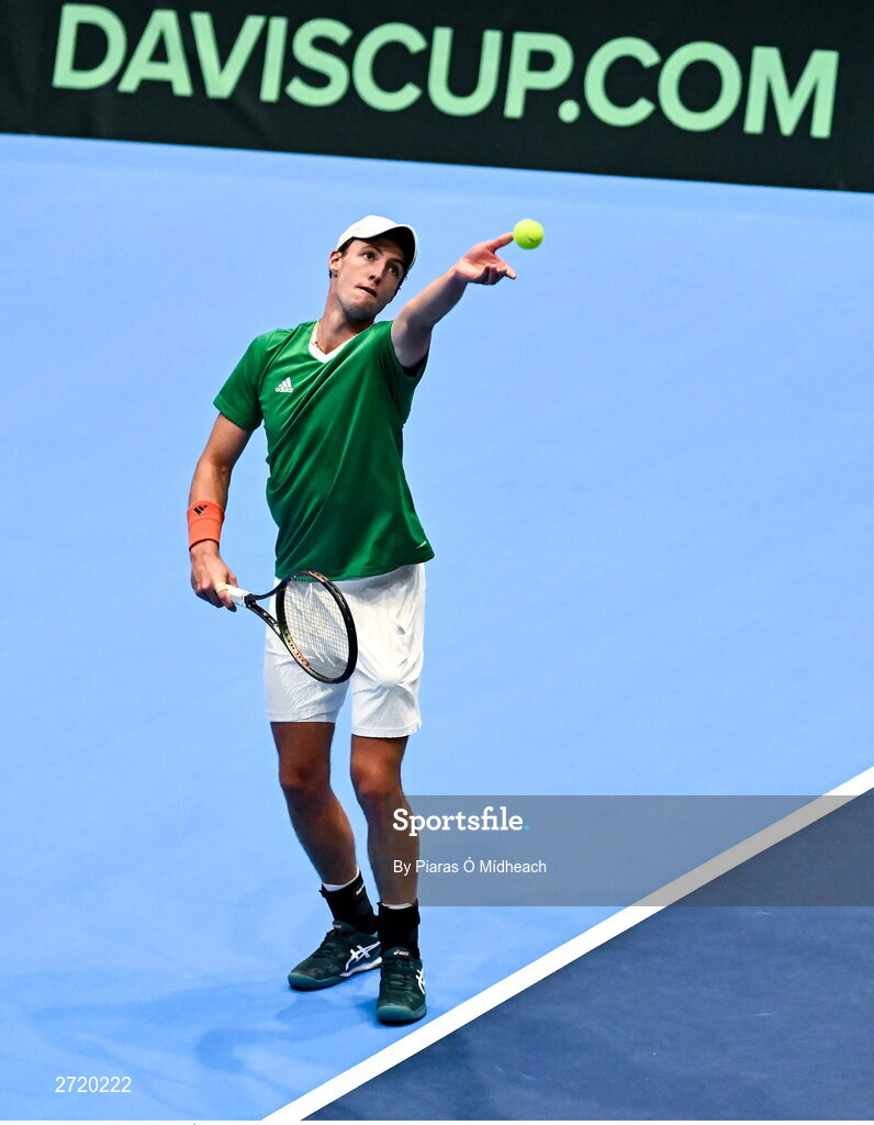 31 January 2024; Osgar Ó hOisín during an Ireland Tennis squad training session at the UL Sport Arena in Limerick, ahead of Ireland's Davis Cup World Group One play-off first round match with Austria.  Photo by Piaras Ó Mídheach/Sportsfile