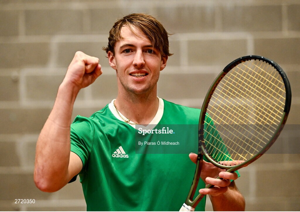 31 January 2024; Osgar Ó hOisín poses for a portrait after an Ireland during an Ireland Tennis squad training session at the UL Sport Arena in Limerick, ahead of Ireland's Davis Cup World Group One play-off first round match with Austria.  Photo by Piaras Ó Mídheach/Sportsfile