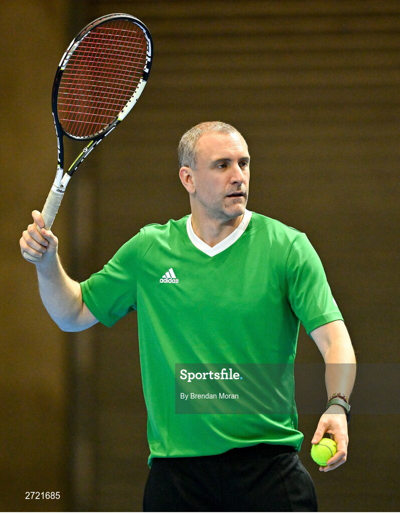 2 February 2024; Team Ireland captain Conor Niland during an Ireland Tennis squad training session at the UL Sport Arena in Limerick, ahead of Ireland's Davis Cup World Group One play-off first round match with Austria. Photo by Brendan Moran/Sportsfile