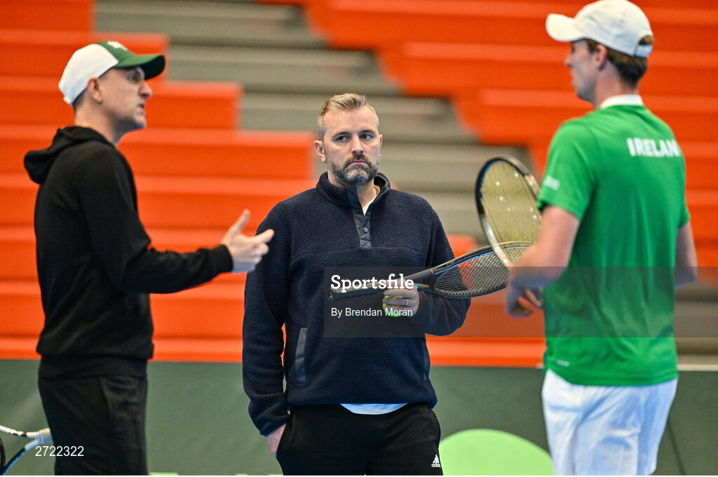 2 February 2024; Ireland coach Stephen Nugent during an Ireland Tennis squad training session at the UL Sport Arena in Limerick, ahead of Ireland's Davis Cup World Group One play-off first round match with Austria. Photo by Brendan Moran/Sportsfile
