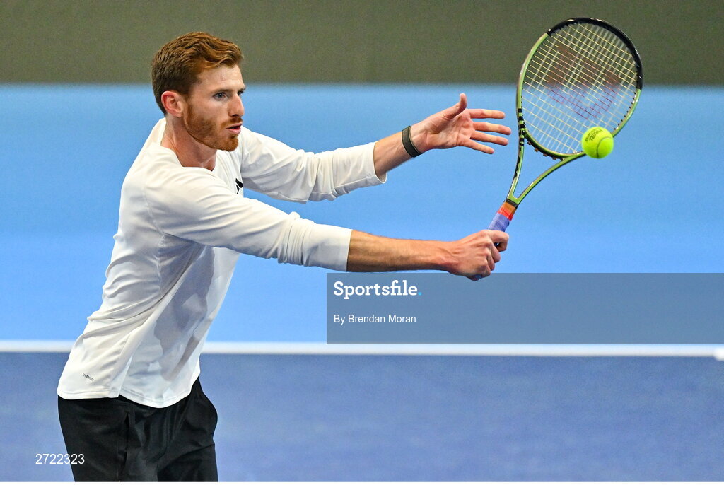 2 February 2024; David O'Hare during an Ireland Tennis squad training session at the UL Sport Arena in Limerick, ahead of Ireland's Davis Cup World Group One play-off first round match with Austria. Photo by Brendan Moran/Sportsfile