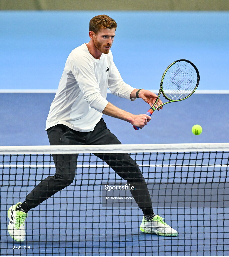 2 February 2024; David O'Hare during an Ireland Tennis squad training session at the UL Sport Arena in Limerick, ahead of Ireland's Davis Cup World Group One play-off first round match with Austria. Photo by Brendan Moran/Sportsfile