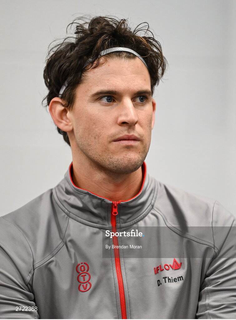 2 February 2024; Dominic Thiem of Austria before an Ireland Tennis squad training session at the UL Sport Arena in Limerick, ahead of Ireland's Davis Cup World Group One play-off first round match with Austria. Photo by Brendan Moran/Sportsfile