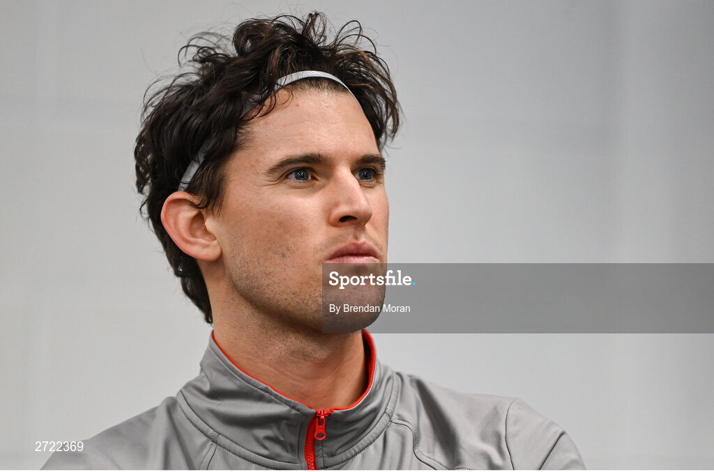 2 February 2024; Dominic Thiem of Austria before an Ireland Tennis squad training session at the UL Sport Arena in Limerick, ahead of Ireland's Davis Cup World Group One play-off first round match with Austria. Photo by Brendan Moran/Sportsfile