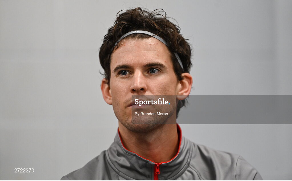 2 February 2024; Dominic Thiem of Austria before an Ireland Tennis squad training session at the UL Sport Arena in Limerick, ahead of Ireland's Davis Cup World Group One play-off first round match with Austria. Photo by Brendan Moran/Sportsfile