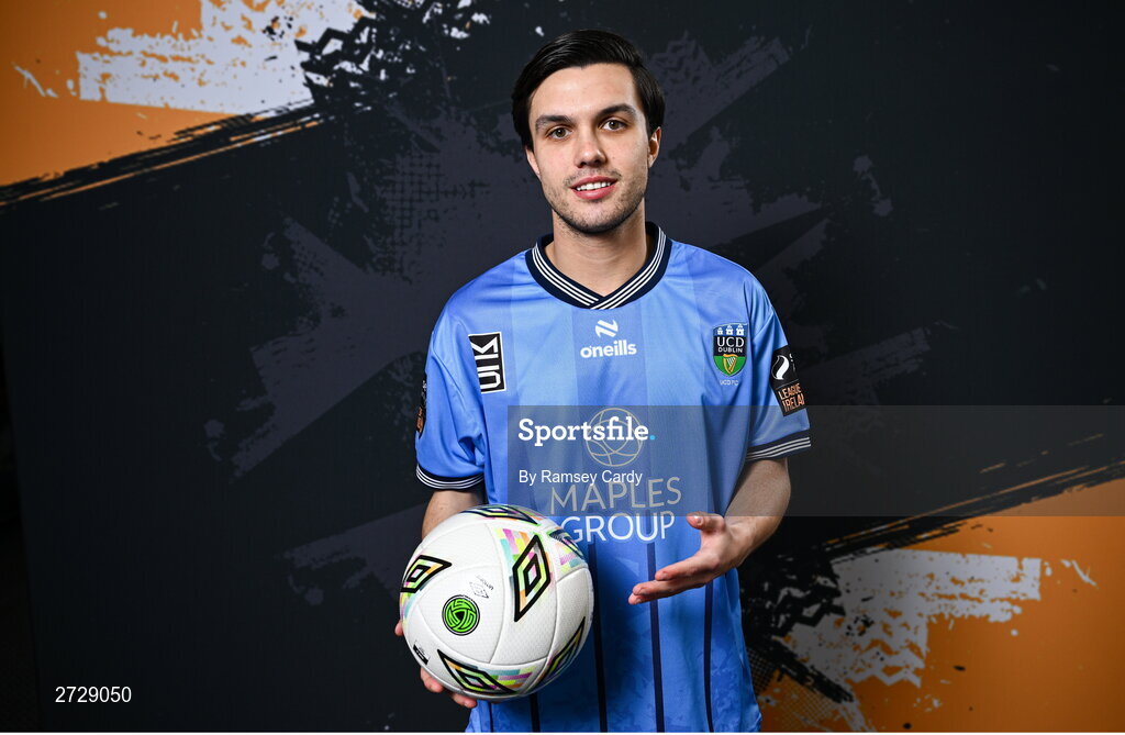9 February 2024; Sean Brennan poses for a portrait during a UCD FC squad portraits session at UCD Bowl in Dublin. Photo by Ramsey Cardy/Sportsfile