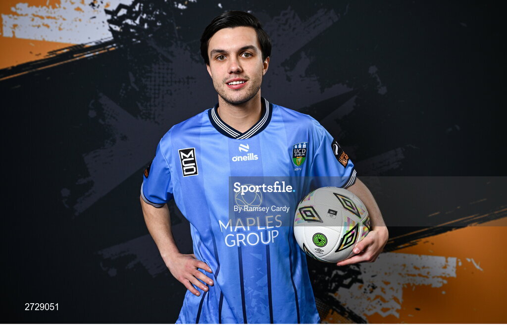 9 February 2024; Sean Brennan poses for a portrait during a UCD FC squad portraits session at UCD Bowl in Dublin. Photo by Ramsey Cardy/Sportsfile