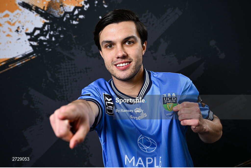 9 February 2024; Sean Brennan poses for a portrait during a UCD FC squad portraits session at UCD Bowl in Dublin. Photo by Ramsey Cardy/Sportsfile