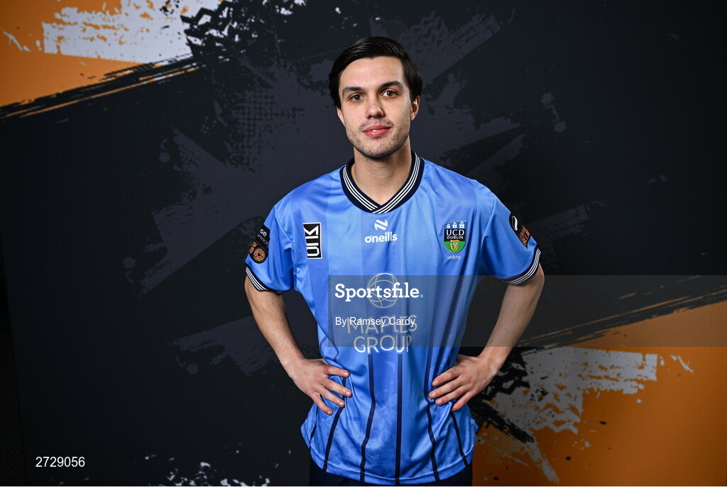9 February 2024; Sean Brennan poses for a portrait during a UCD FC squad portraits session at UCD Bowl in Dublin. Photo by Ramsey Cardy/Sportsfile