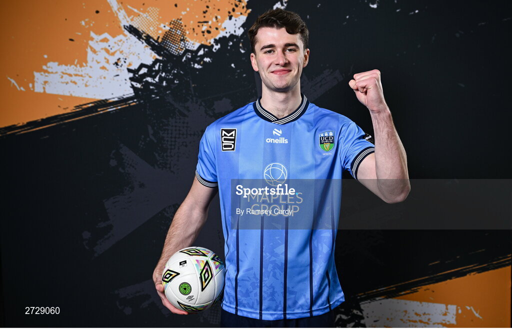 9 February 2024; Harvey O'Brien poses for a portrait during a UCD FC squad portraits session at UCD Bowl in Dublin. Photo by Ramsey Cardy/Sportsfile