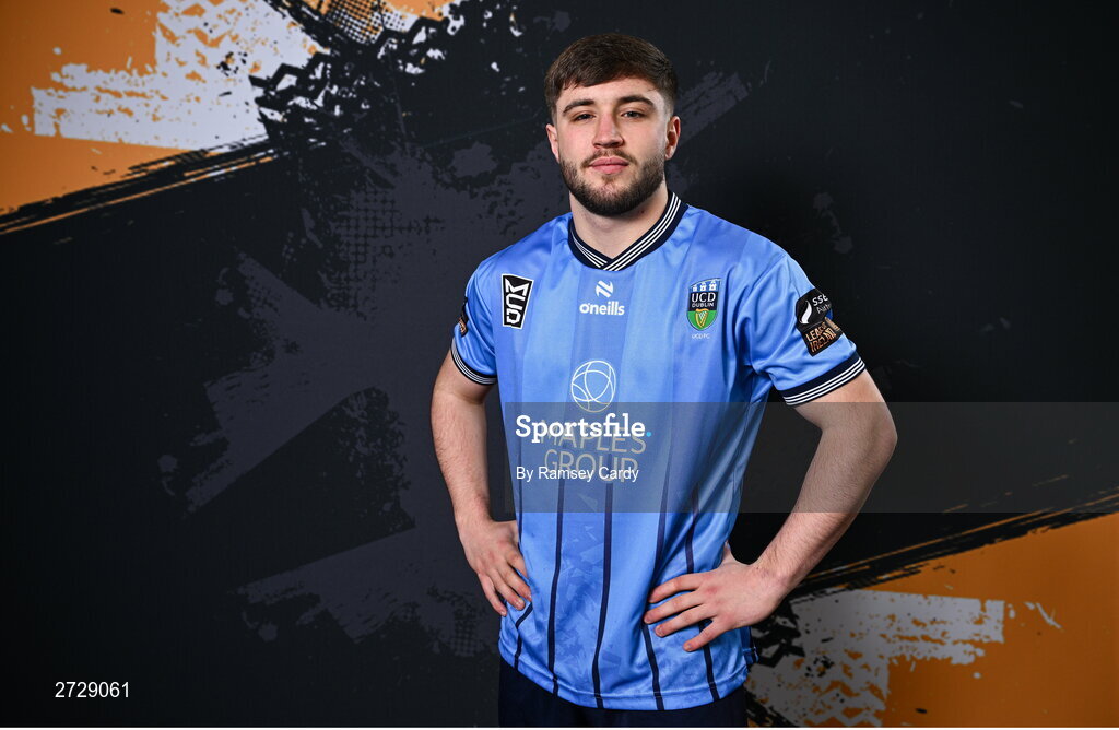 9 February 2024; Alex Dunne poses for a portrait during a UCD FC squad portraits session at UCD Bowl in Dublin. Photo by Ramsey Cardy/Sportsfile