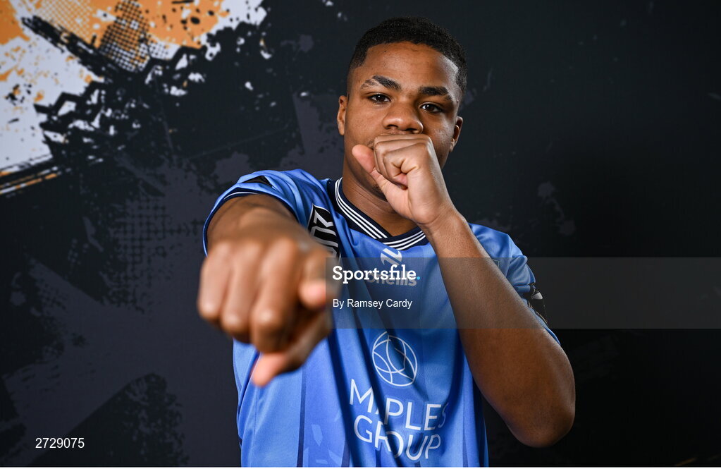 9 February 2024; Matthew Alonge poses for a portrait during a UCD FC squad portraits session at UCD Bowl in Dublin. Photo by Ramsey Cardy/Sportsfile