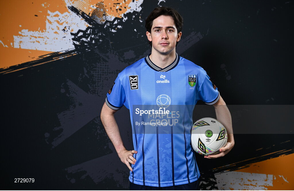 9 February 2024; Adam Verdon poses for a portrait during a UCD FC squad portraits session at UCD Bowl in Dublin. Photo by Ramsey Cardy/Sportsfile