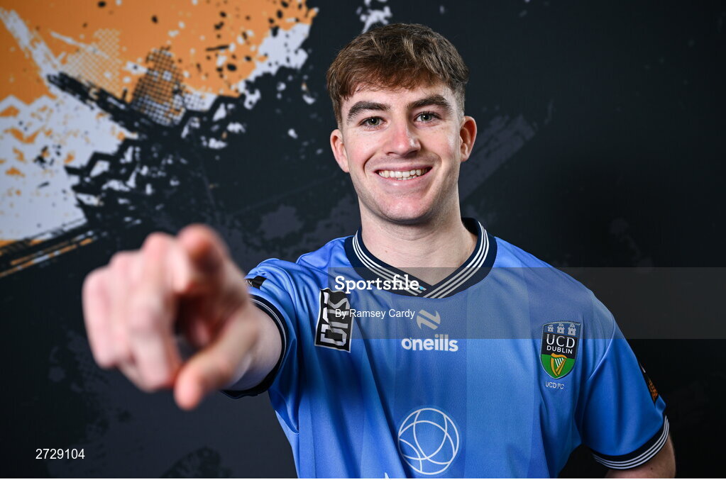 9 February 2024; Ciaran Behan poses for a portrait during a UCD FC squad portraits session at UCD Bowl in Dublin. Photo by Ramsey Cardy/Sportsfile