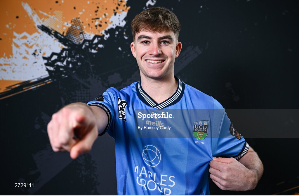 9 February 2024; Ciaran Behan poses for a portrait during a UCD FC squad portraits session at UCD Bowl in Dublin. Photo by Ramsey Cardy/Sportsfile
