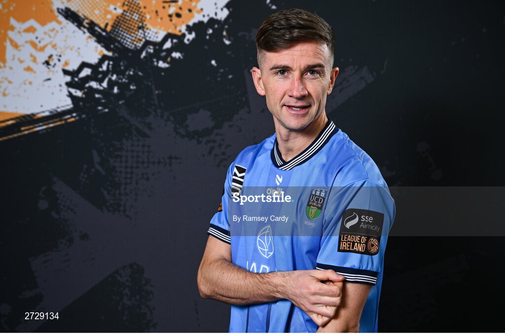 9 February 2024; Ronan Finn poses for a portrait during a UCD FC squad portraits session at UCD Bowl in Dublin. Photo by Ramsey Cardy/Sportsfile