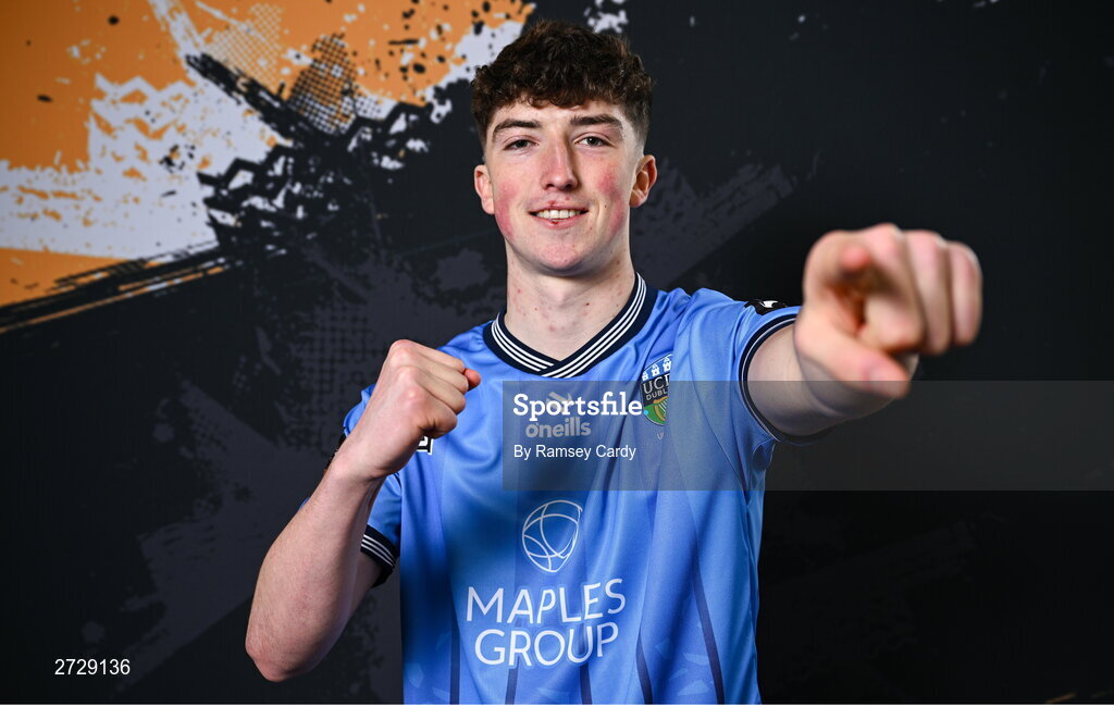 9 February 2024; Mikey Raggett poses for a portrait during a UCD FC squad portraits session at UCD Bowl in Dublin. Photo by Ramsey Cardy/Sportsfile