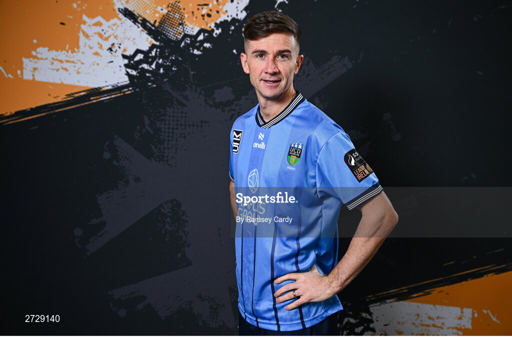 9 February 2024; Ronan Finn poses for a portrait during a UCD FC squad portraits session at UCD Bowl in Dublin. Photo by Ramsey Cardy/Sportsfile