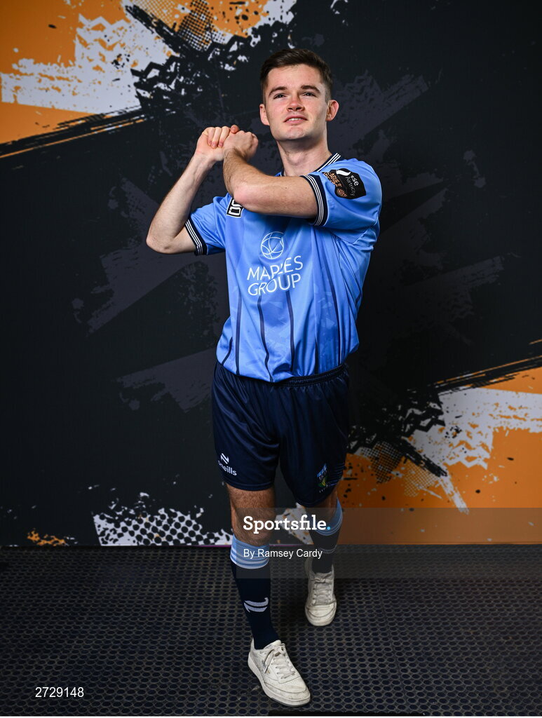 9 February 2024; Donal Higgins poses for a portrait during a UCD FC squad portraits session at UCD Bowl in Dublin. Photo by Ramsey Cardy/Sportsfile