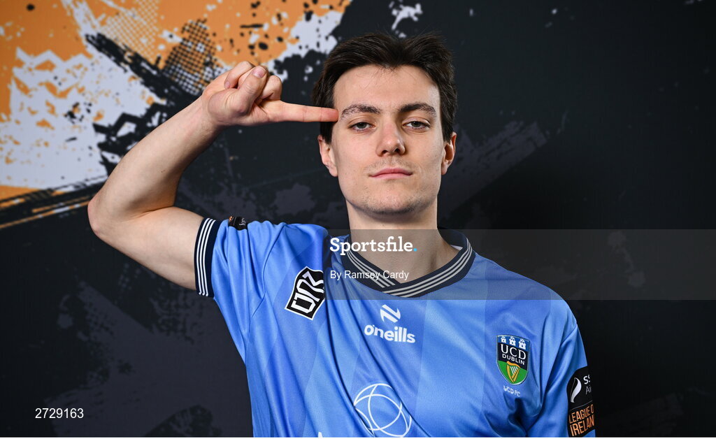 9 February 2024; Danú Kinsella-Bishop poses for a portrait during a UCD FC squad portraits session at UCD Bowl in Dublin. Photo by Ramsey Cardy/Sportsfile