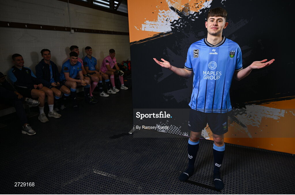 9 February 2024; Luke O'Regan poses for a portrait during a UCD FC squad portraits session at UCD Bowl in Dublin. Photo by Ramsey Cardy/Sportsfile