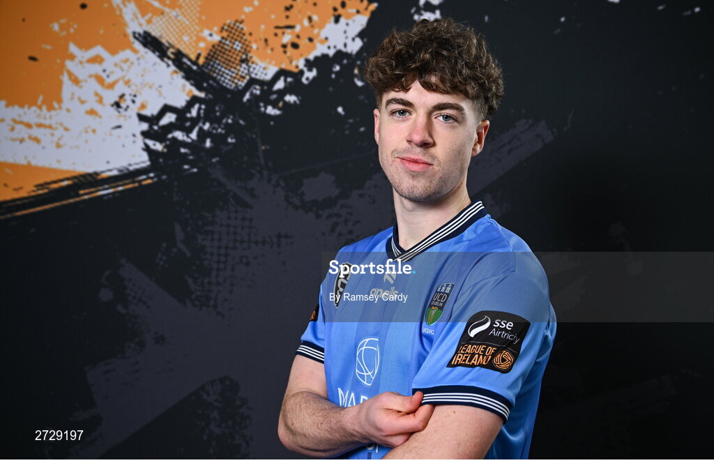 9 February 2024; Niall Holohan poses for a portrait during a UCD FC squad portraits session at UCD Bowl in Dublin. Photo by Ramsey Cardy/Sportsfile