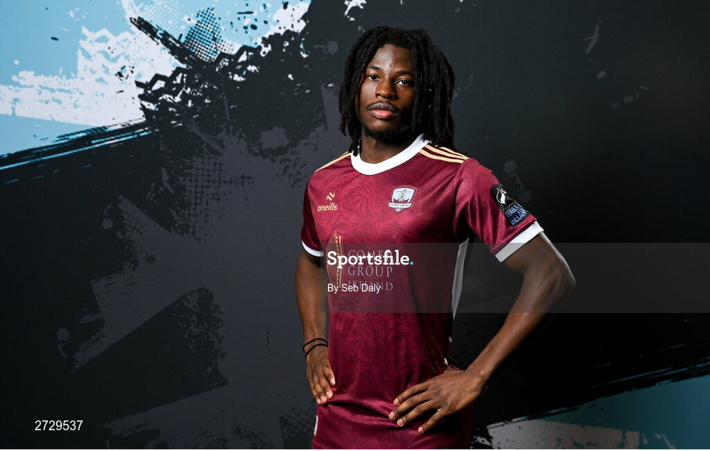 9 February 2024; Al-Amin Kazeem during a Galway United FC squad portraits session at The Galmont Hotel in Galway. Photo by Seb Daly/Sportsfile