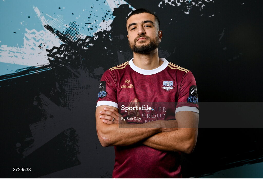 9 February 2024; Wassim Aouachria during a Galway United FC squad portraits session at The Galmont Hotel in Galway. Photo by Seb Daly/Sportsfile