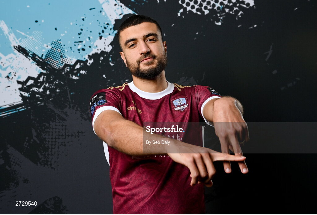 9 February 2024; Wassim Aouachria during a Galway United FC squad portraits session at The Galmont Hotel in Galway. Photo by Seb Daly/Sportsfile